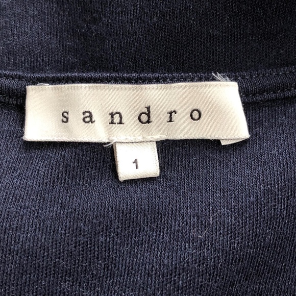 Sandro wool blend navy blue lace beaded sweater Dress European Sz 1 (US Sz S) - Picture 8 of 10